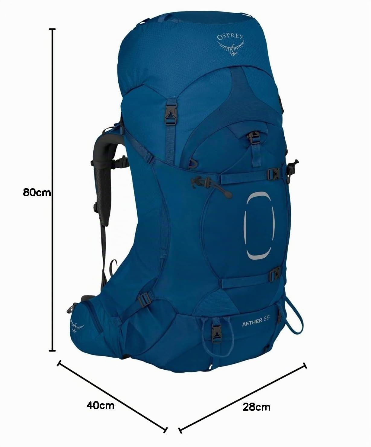 Osprey Aether 65 Zaino da Backpacking per Uomo, Deep Water Blue - S/M