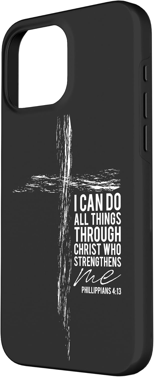 iPhone 16 Pro Max Christian Cross Religious Bible Verse Philippians 4:13 Faith Case - Image 2