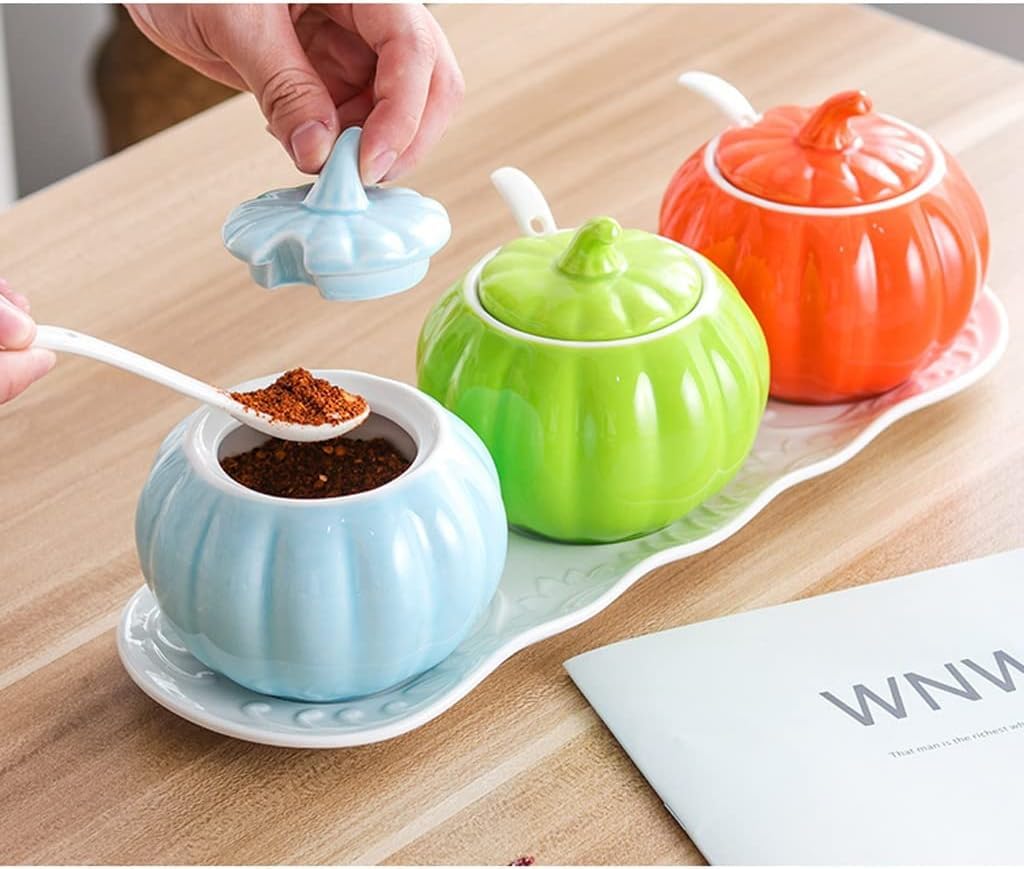 Pots à Épices Assaisonnement Box Set Ensemble De Bouteilles D'assaisonnement En Céramique Avec Plateau, Coffret D'assaisonnement, Combinaison De Pot D'assaisonnement Pour La Maison, Cuisine Pots à Sel