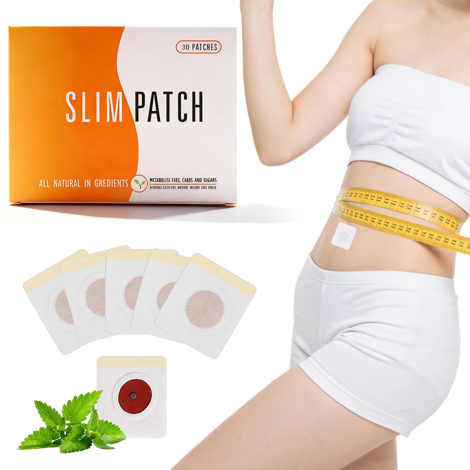 30pcs Slimming and Burning Abdominal Fat Reducer Patches – With Natural Extracts and Detox – Reduces Waist and Fast Weight Loss – For Women and Men - 1