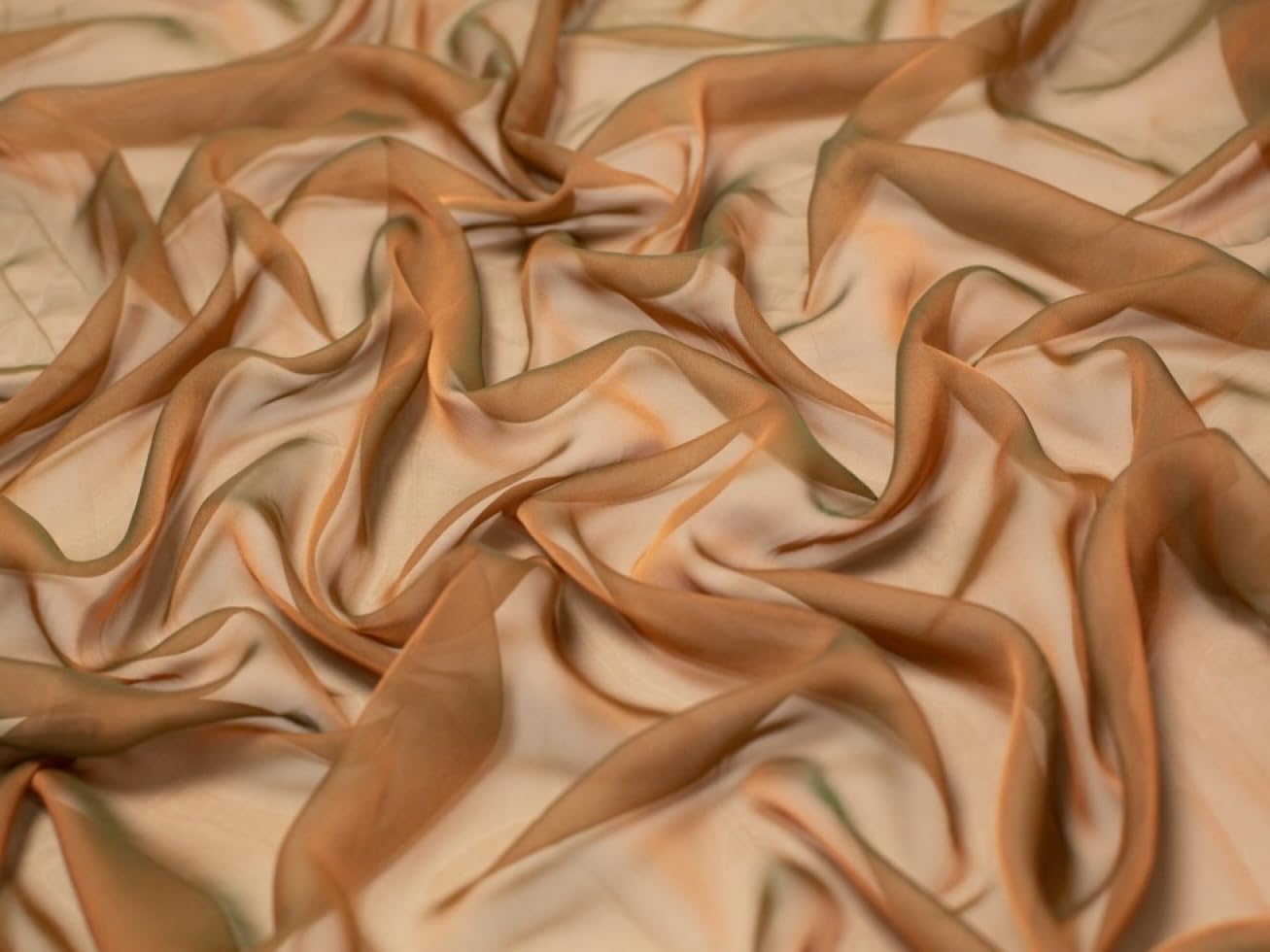Minerva Core Range Cationic Sheer Chiffon Fabric Bronze - Lightweight & Suitable for Dressmaking - Approx Width: 145cm / 58" - Sold per metre