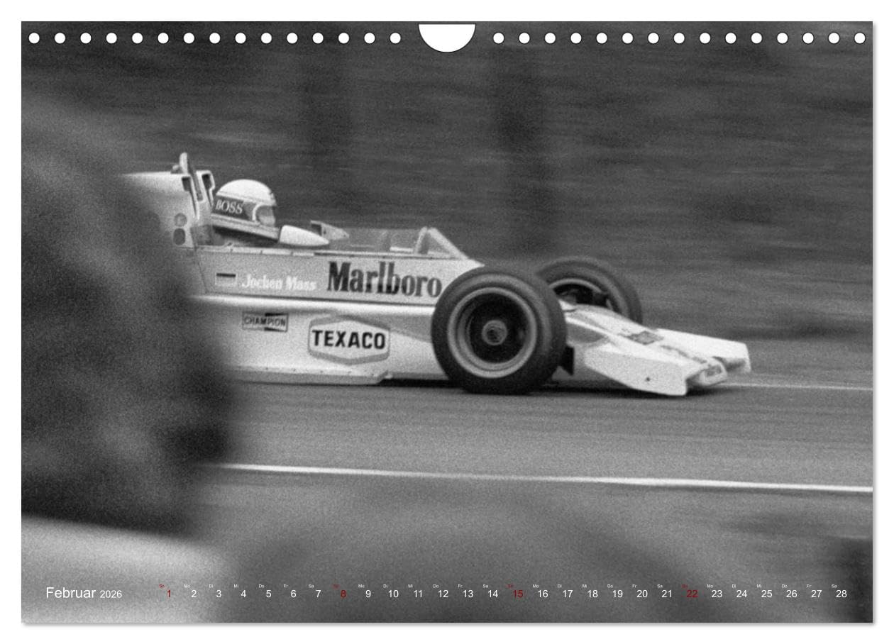 Grand Prix - Formel-Rennen 1972-1977 (Wandkalender 2026 DIN A4 quer), CALVENDO Monatskalender: Formel-Motorsport an Nürburg- und Hockenheimring, in Nivelles und Zolder in klassischem Schwarz-Weiß