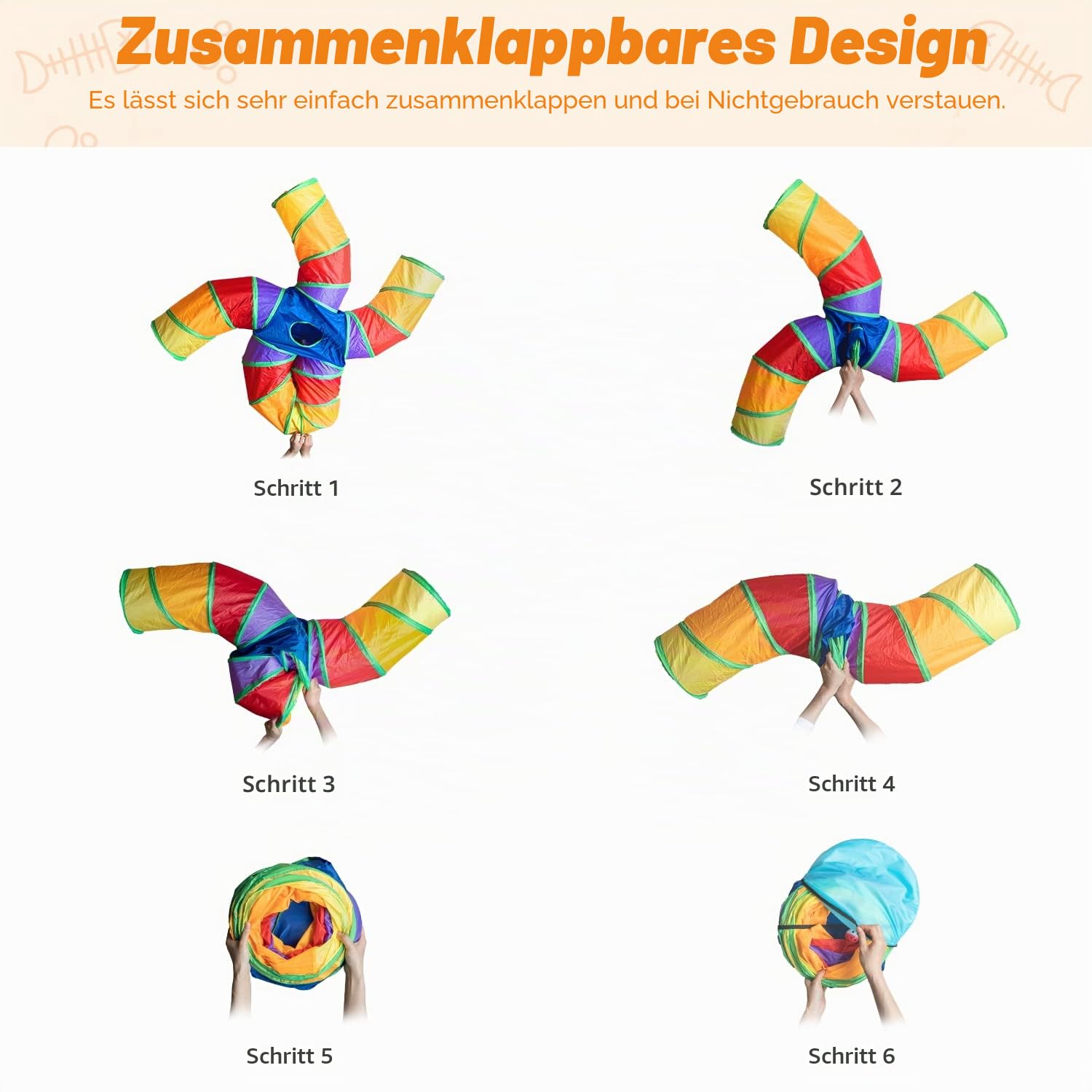 Depets Katzentunnel für den Innenbereich, großer 5-Wege-Spieltunnel und Schlauch mit Spielball, S-förmiges Faltrohr mit interaktivem Guckloch, ideal für Indoor-Übungen für Kätzchen