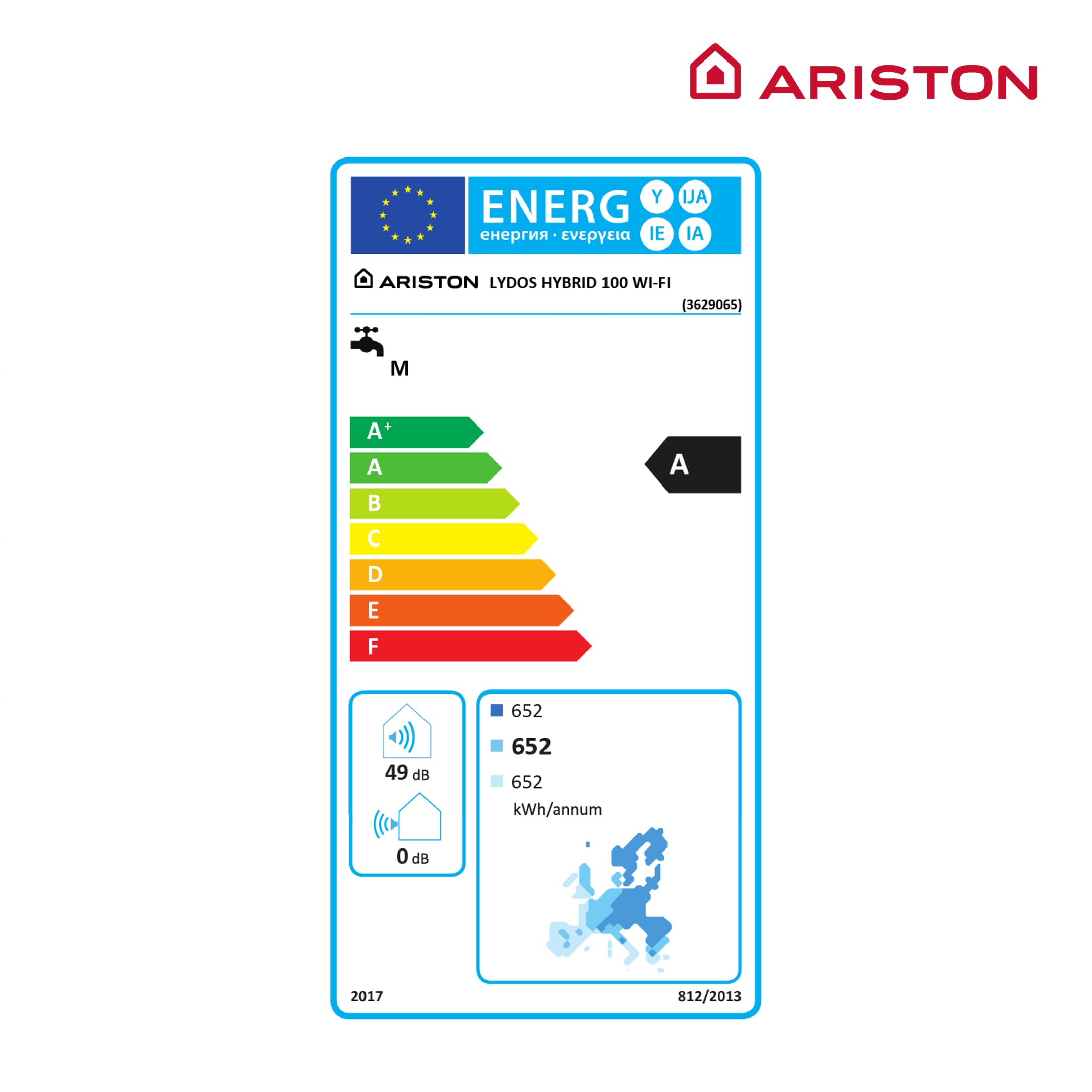 Ariston LYDOS HYBRID WIFI - Scaldabagno elettrico e pompa di calore 100 litri pronto da posare, risparmio energetico 50%, progettato e fabbricato per essere installato in Francia