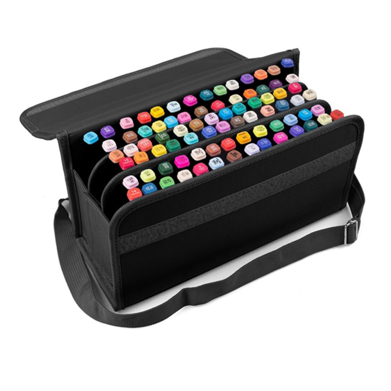 Astuccio Organizer per Pennarelli 80 Scomparti, Borsa Portatile Nera