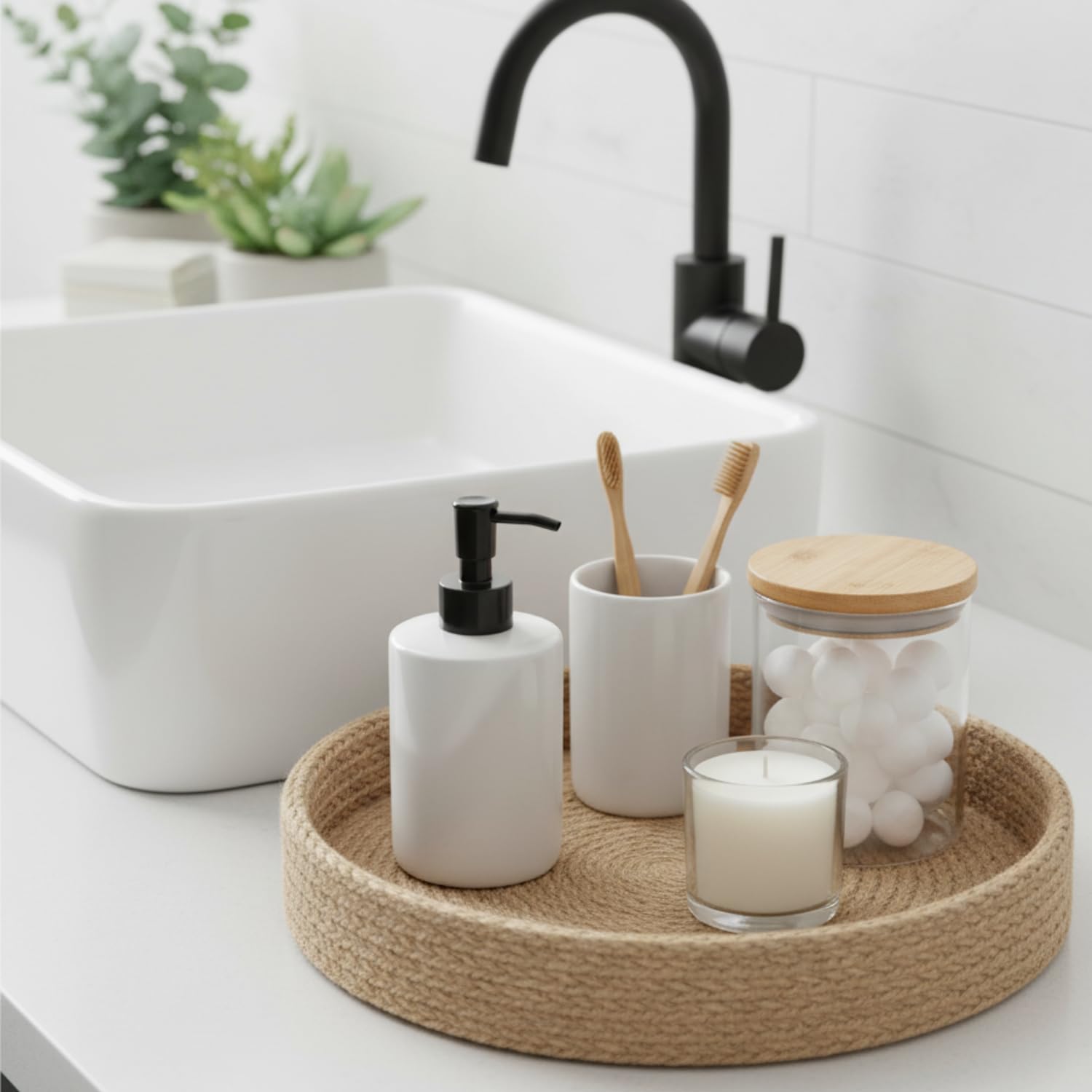 BOBBINY Rope Tray - Decorative Round Tray for Home Decor -5