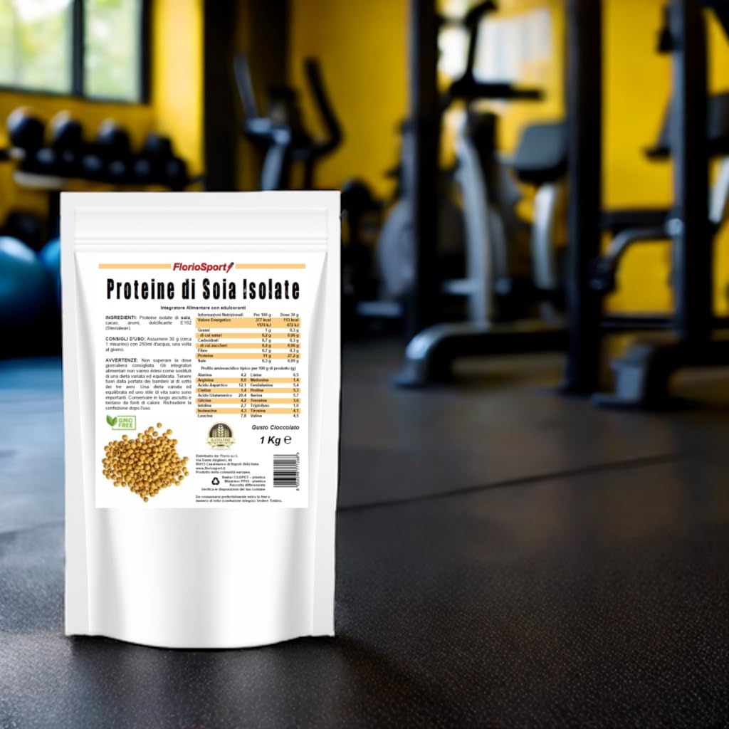 Proteine di Soia Isolate Vaniglia 1000 g in Polvere - FlorioSport | 89,5% Proteine Vegetali adatte a Vegani e Vegetariani. Senza Lattosio e Glutine. Senza OGM, Zuccheri ed Edulcoranti Artificiali.