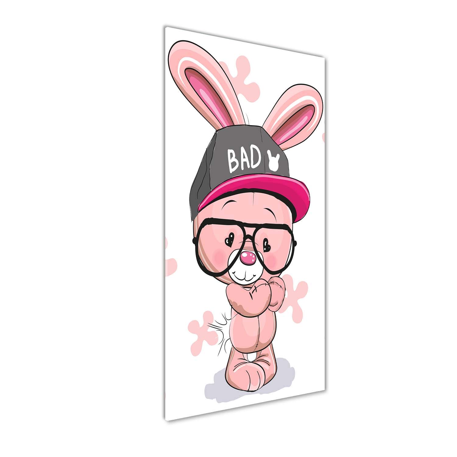 Mural art en plastique acrylique incassable 50x125cm grand tableau rose lapin