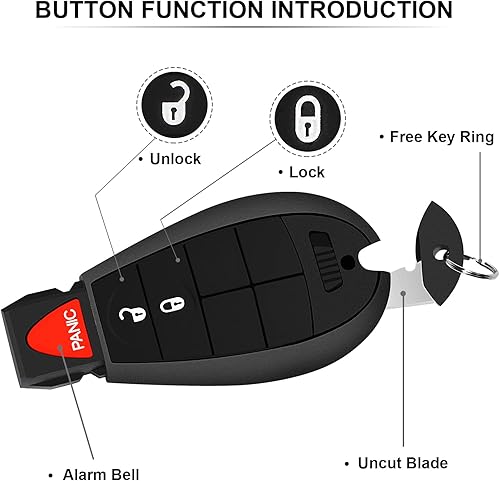 Miniatura 4 de Llavero de 3 botones compatible con Dodge Challenger, Chrysler 300, RAM 1500 2500 3500, Grand Caravan, cargador de repuesto remoto de entrada sin