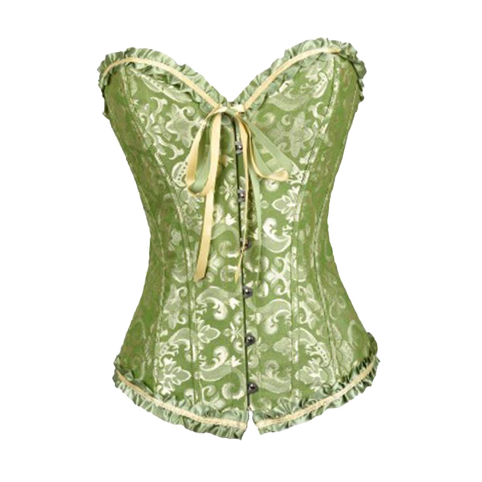 club bollywood Women Floral Corset Camisole Tank Costume for Club Birthday Party Night green XXL | Corsets & Bustiers|1 Womens Floral Corset-picture-35