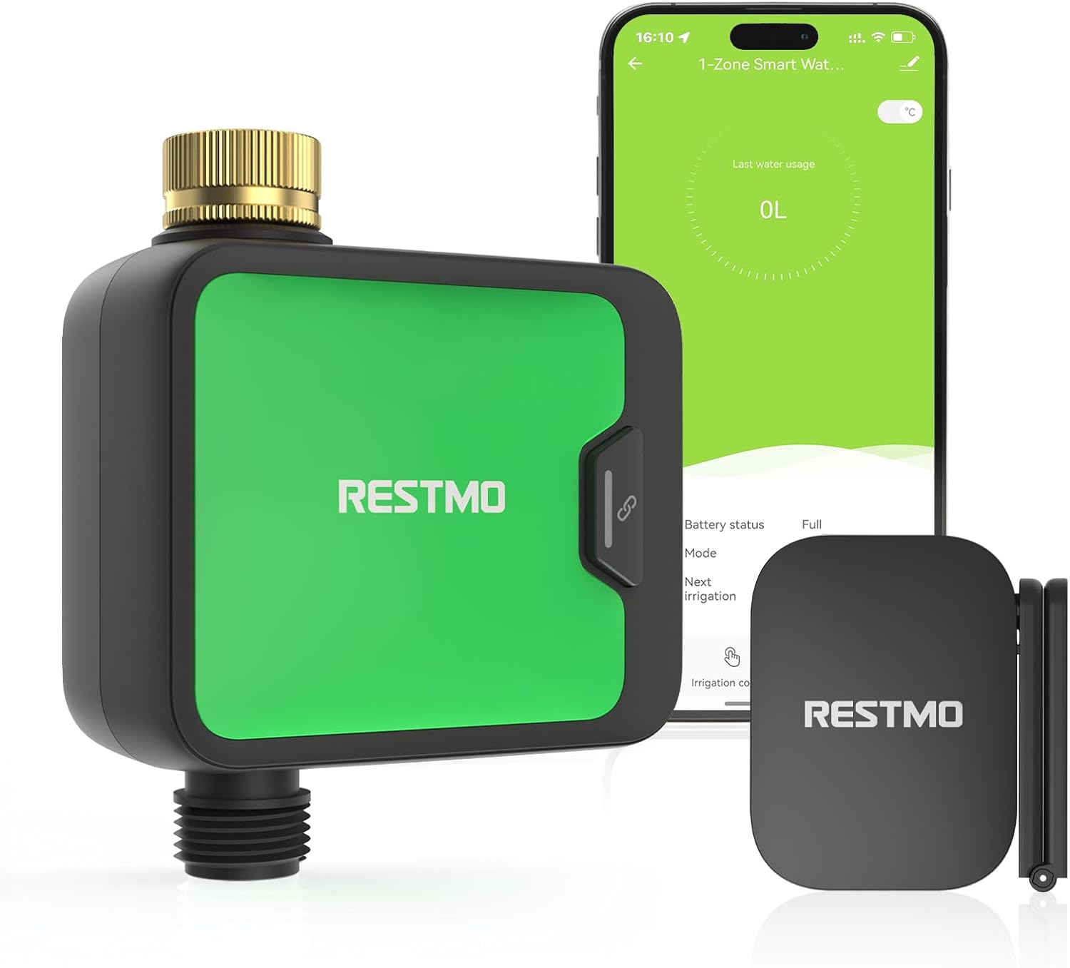 RESTMO Smart WiFi Water Timer for Garden Hose, 2 Zone Sprinkler Timer with APP Control & Brass Inlet, Rain Delay/Manual/Automatic Watering System, Quantity or Timed Irrigation Modes for Misting, Lawn