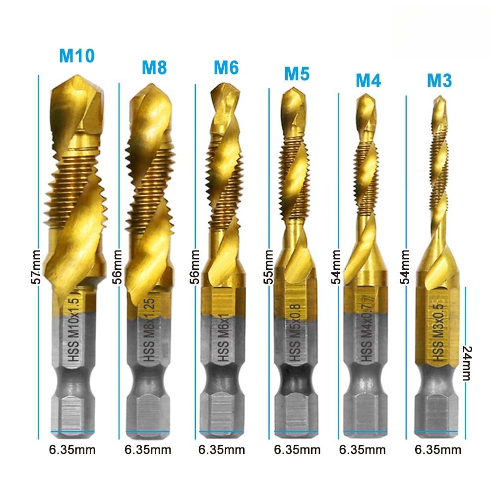 6-Piece Drill & Tap Set - HSS Titanium Threading -2