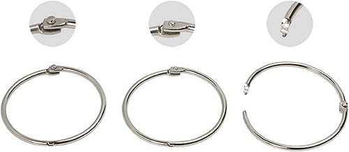 Miniatura 5 de 1.5 pulgadas (paquete de 20) anillos de libro de hojas sueltas, con metal chapado en níquel para llaves y tarjetas de índice, para escuela, hogar u