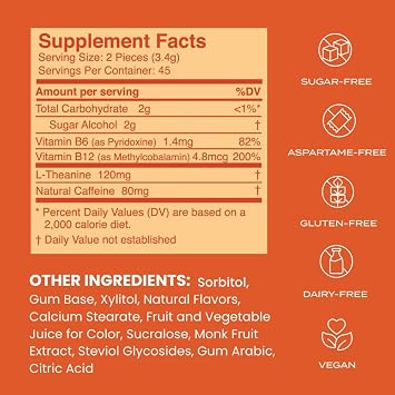Neuro Energy & Focus Smart Gum Bundle Cinnamon (90ct) + Wintergreen (90ct), Natural Caffeine, L-Theanine, B12 & B6, Sugar-Free Nootropic Brain Support Supplement