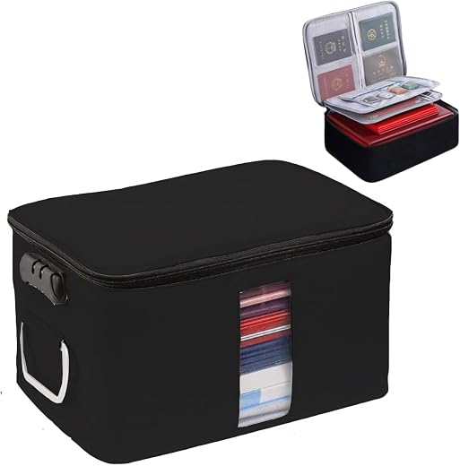 Handcuffs Document Organizer Bag with Lock | Travel Document File Storage Bag with Card Slots, Large Folder Layer &amp; Combin...