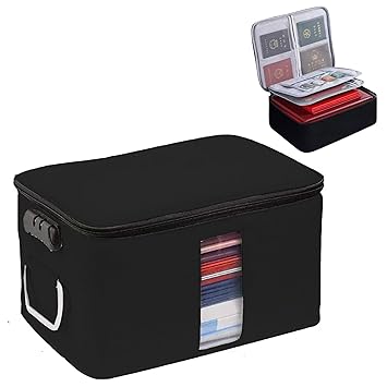 Handcuffs Document Organizer Bag Multilayer Travel File Organiser Document Storage Bag with Lock | Files Organizers | Travel Storage Bag | Documents Holder (Black)