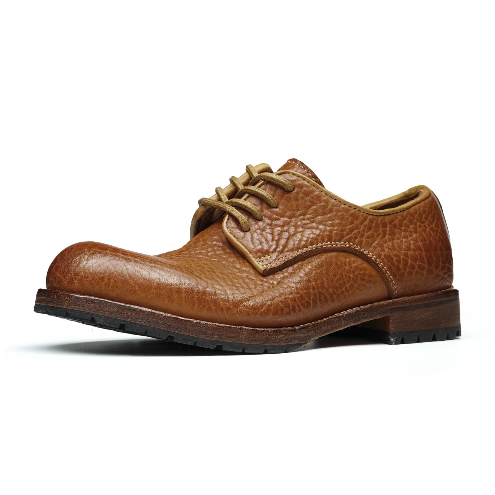 Derbys Vintage in Pelle Bovina da Uomo Scarpe Stringate da Abito Formale in Rilievo