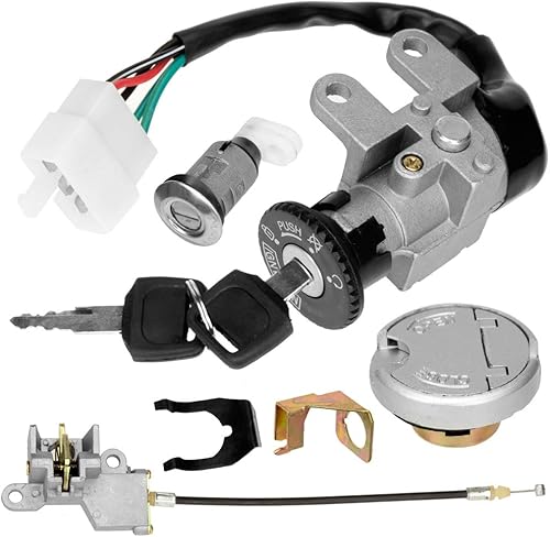 HIAORS GY6 49cc 50cc Interruptor de encendido Cerradura de llave Juego de tapas de tanque de gas para TaoTao ATM50-A Peace Roketa Maui MC-08-50