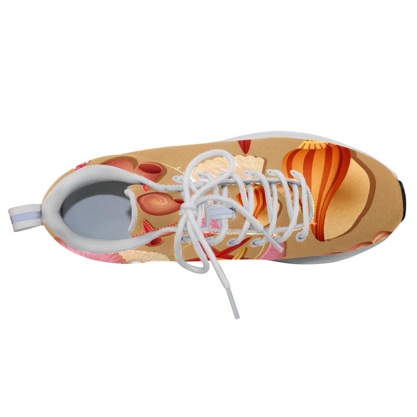 Scarpe da ginnastica uomo personalizzate Scarpe da passeggio leggere Running Athletic Casual Sneakers Conchiglia Conchiglie Mare Stelle marine, multicolore, 36 1/3 EU