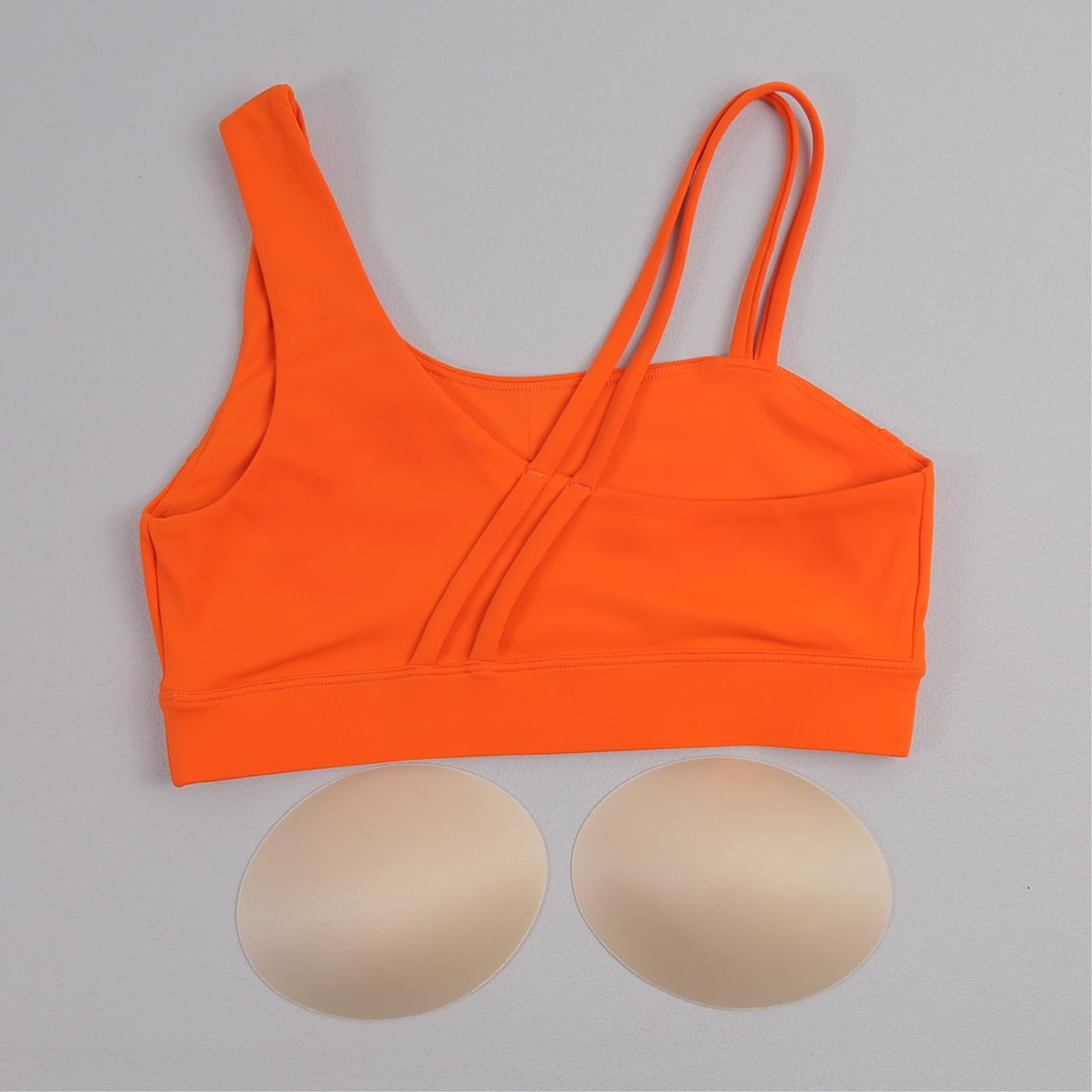 Sujetador Yoga Gimnasio Ejercicio Mujeres Asimétrico Correa De Hombro Extraíble Alfombra Pecho Deportivo-Pink -l