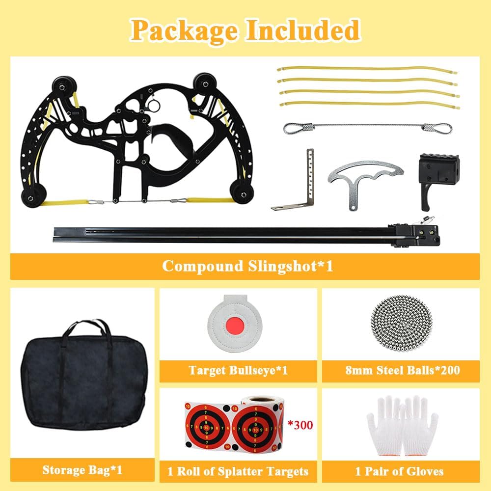 SUFFUSE Steel Ball Compound Bow, Multi-Shot Ball Bearing Bow Set, Metal Right Handed Compound Slingshot for Adult, Hunting Bow for Target Shooting