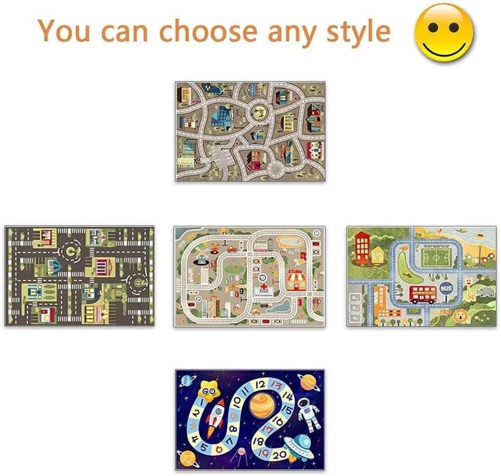 Kid Rug Carpet Playmat for Toy Cars and Train，Play Area Rug with Rubber Backing，Fun Throw Rug，Ideal Gift for Children Baby Bedroom Play Room(80×120cm/32×47in) Y2