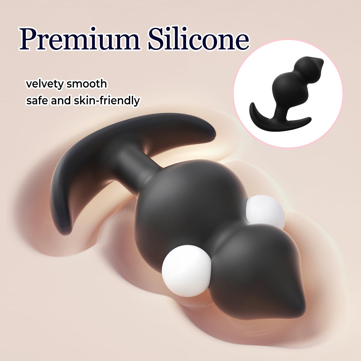 Long-Term Wearable Butt Plug,Silicone Weighted Anal Plug with 2 Balls,Anal Beads for Beginner & Advanced Player,Anal Dildo Adult Sex Toys (L-4.33 * 1.86in)