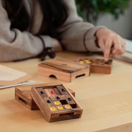 Miniatura 9 de Setting Sun: rompecabezas de bloques deslizantes STEM, también conocido como Huarong Dao o Klotski de SiamMandalay con caja de regalo SM (en la