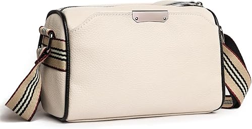 Luxury Genuine Leather Crossbody Bag front view in classic tan