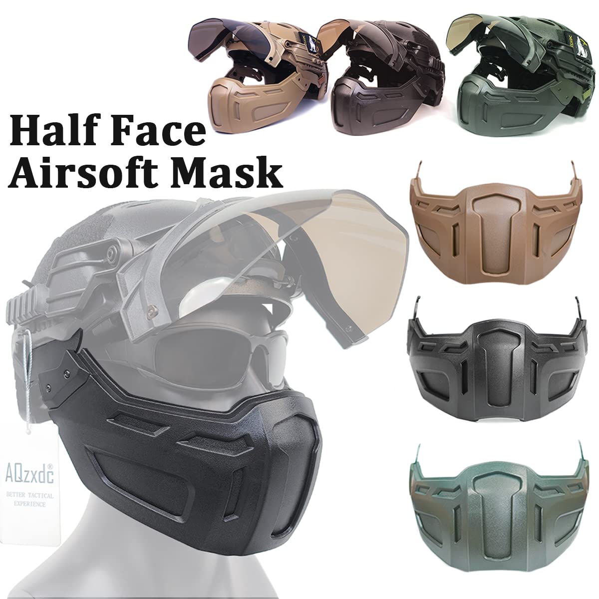 Casco Airsoft con maschera tattica e visiera, set di caschi militari spessi 5 mm, per BB Sport CQB CS Game Cosplay