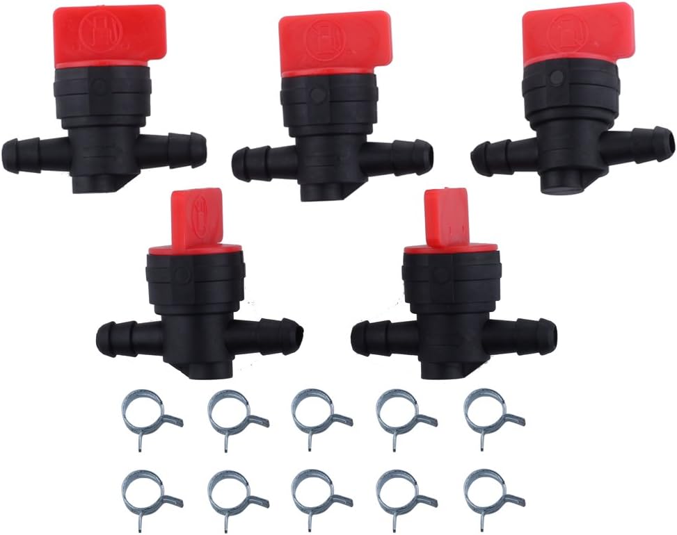 Hipa 5 Pack 494768 698183 Fuel Shut Off Valve with clamp Fit for Briggs & Stratton 493960 John Deere AM36141 AM107340 Toro 54-3150 1-603770 Lawn Mower Snow Blower Tractor (Pack of 5)
