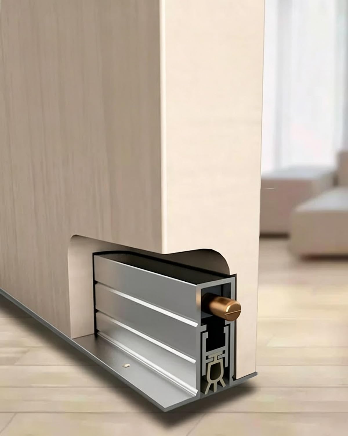 Burlete Automatico Puertas Burlete Automático Oculto para Puertas Comerciales, Tira de Sellado para La Parte Inferior de La Puerta, Aislante Retráctil Contra Ruido y Corrientes de Aire