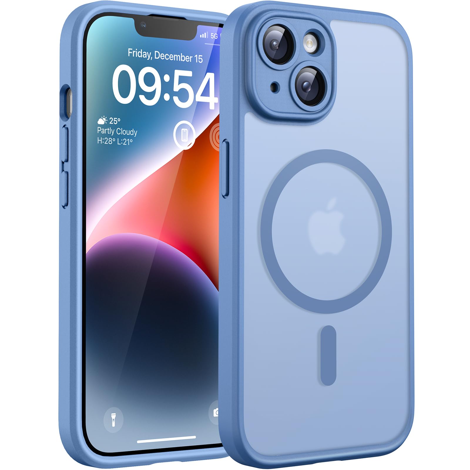 TOCOL Magnetic for iPhone 15 Case 6.1-Inch, Fit for MagSafe, Upgraded [Full Camera Protection], [14FT Military Grade Shockproof] Thin Slim Frosted Translucent Matte Back Phone Cover (Black) — view 25