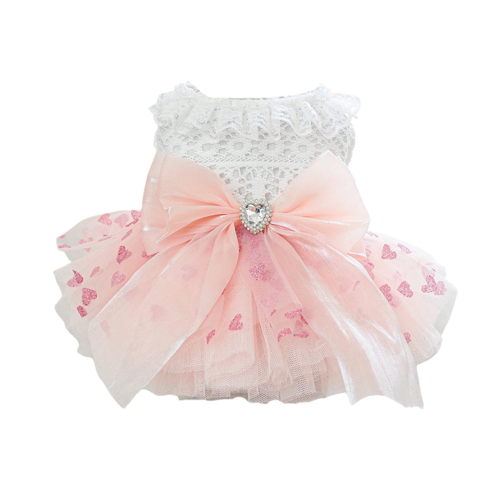BT Bear Dog Dress - Puppy Wedding Princess Skirt, Dogs Luxury Bowknot Tutu Skirt Wedding Party Outfits for Cats Small Dogs Girl,Love Pink M โ image 1