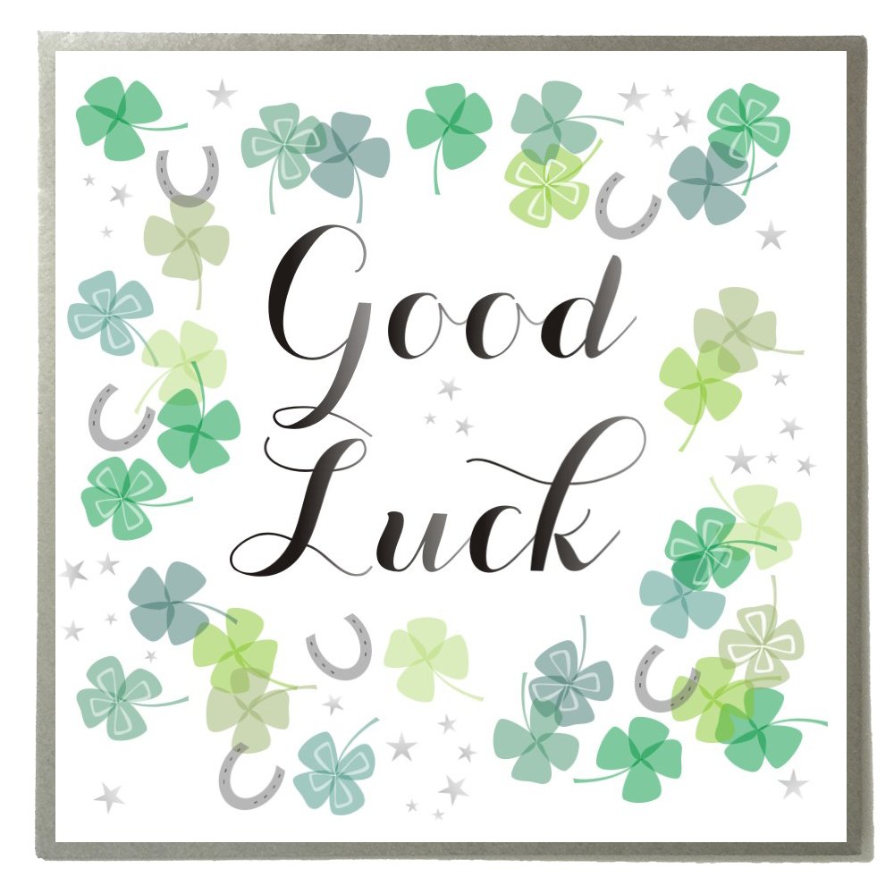 Claire Giles Greeting Cards, Good Luck Card, Four Leaf Clover Design Good Luck Card
