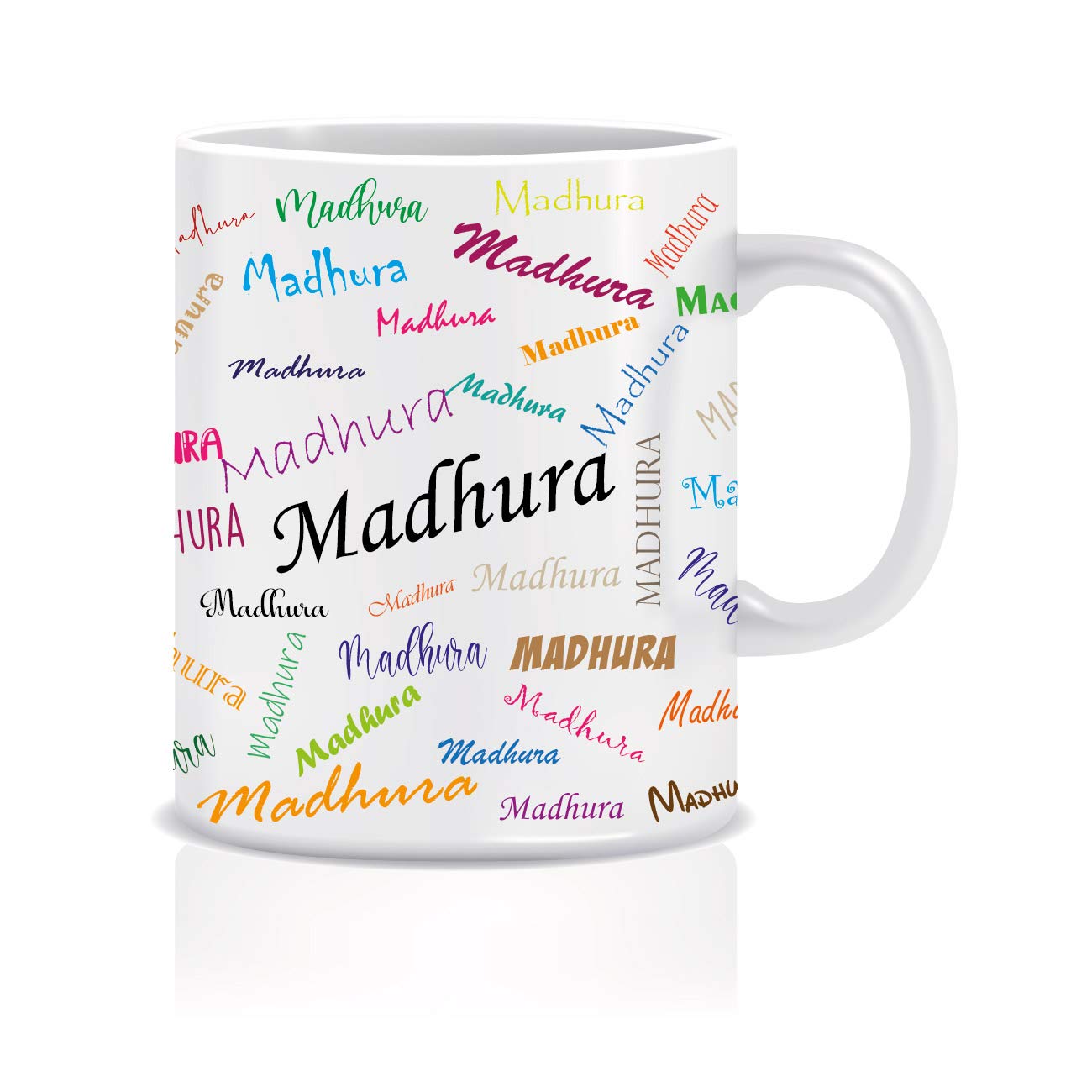 WeChitr Typography Coffee Mug for Madhura Personalised Name Ceramic, 350ml, 1 Unit