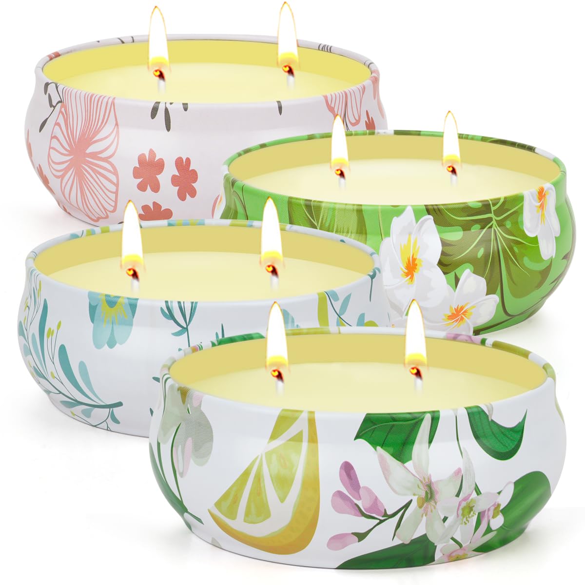 Citronella Candles Outdoor, 4 Pack Soy Wax Lemongrass Candles, Decorative Jar Scented Candle for Patio Garden Backyard Camping Summer, 240 Hours Burning Time