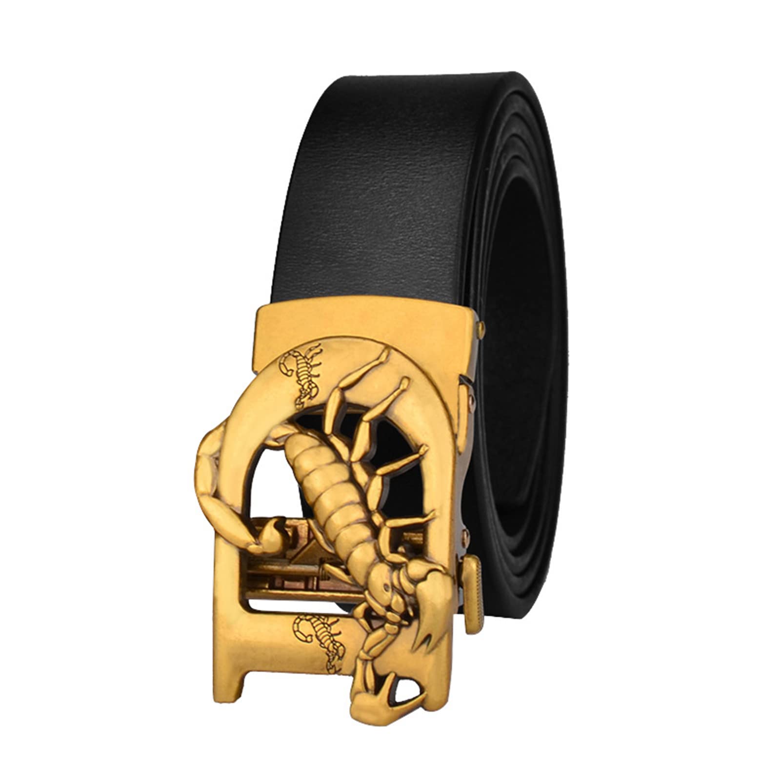 cinturón, Cinturones de cuero for hombre con trinquete y hebilla deslizante automática diseño escorpión, ajuste perfecto