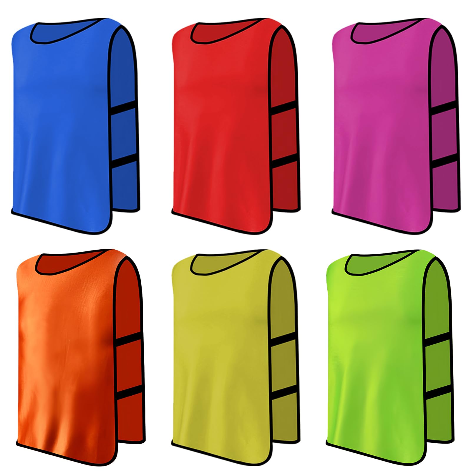 6 Piece Football Set, Sports Mesh Bibs, Training Bibs Basketball, Sports Jersey Vest for Adults, Vest Mesh Vest for Training, Training Bibs for Men and Women multicoloured