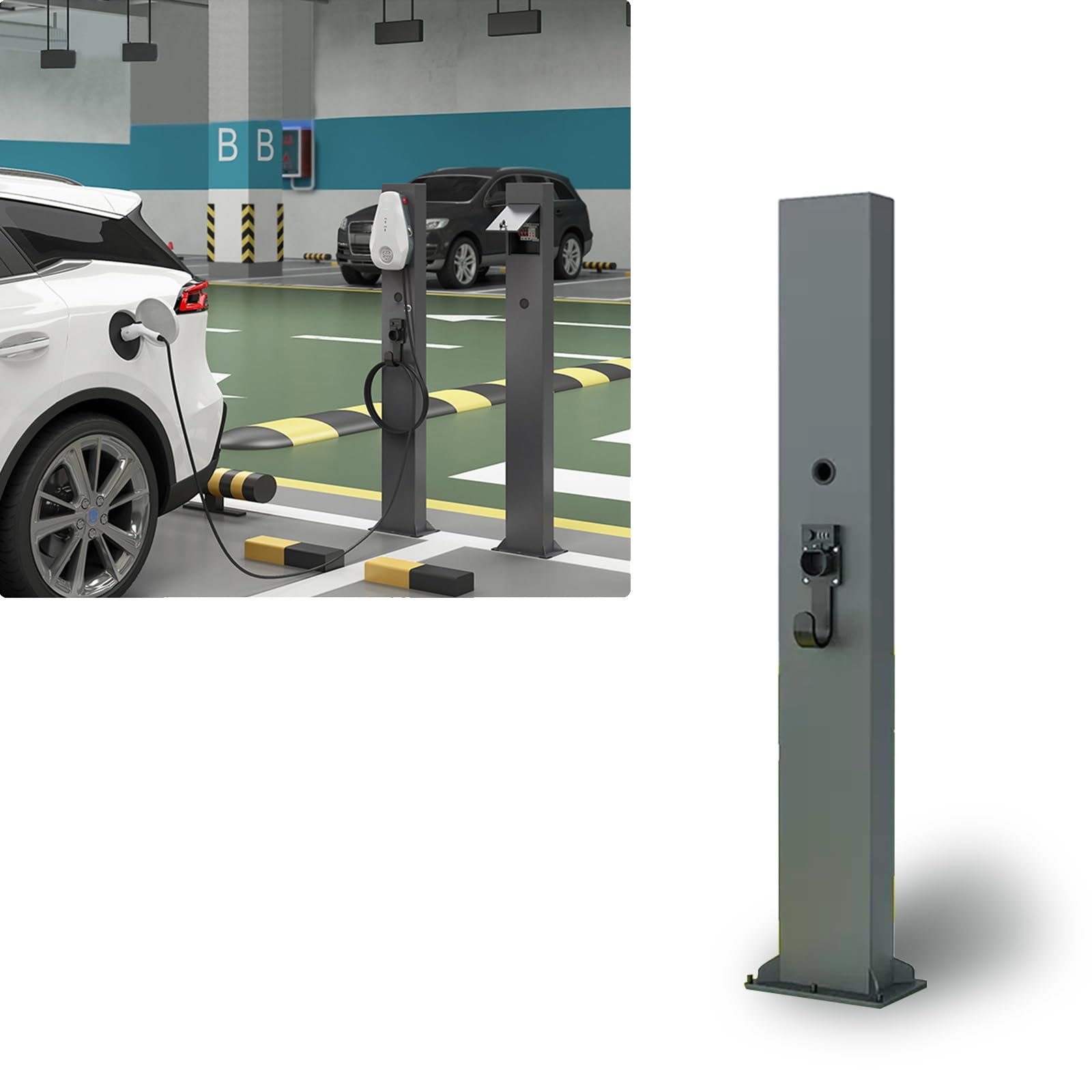 Ladesäule, Sockelständer für Ladegeräte für Elektrofahrzeuge, mit Passwortsperre, freistehendes Zubehör für Ladestationen für Elektroautos, bodenmontiert, für jedes Wetter, Ladesäule für Ele