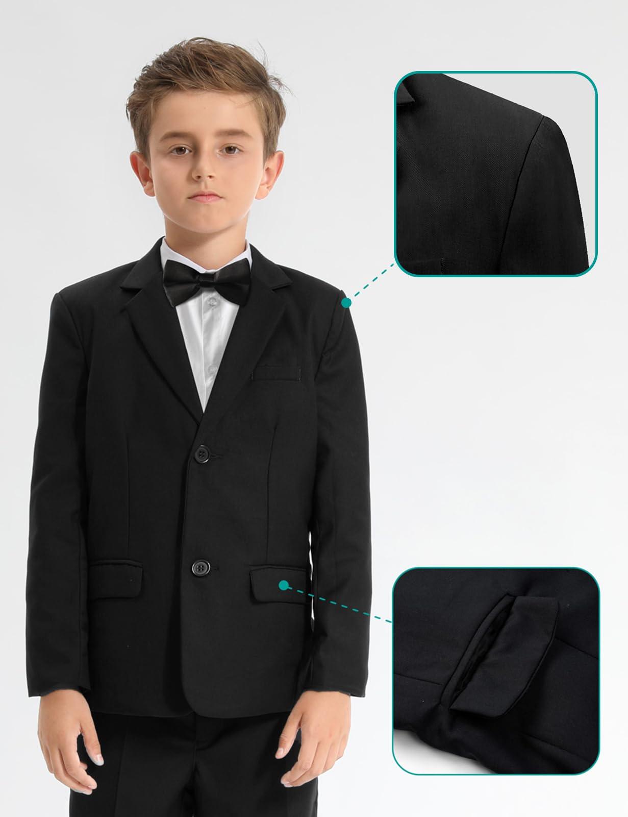 mintgreen Garçons Blazer Costume 3pcs Enfants Page Garçon Ensembles de Tenues Tuexdo Blazer + Gilet + Pantalon 5-12 Ans