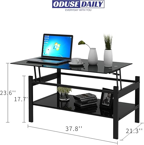 Miniatura 40 de Juego de 2 mesas auxiliares de cristal, mesa de cristal pequeña, mesa auxiliar negra con parte superior de vidrio templado, marco de metal, para