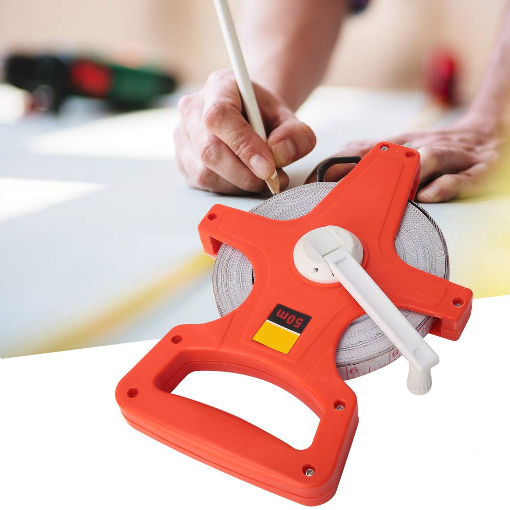 50m Tape Measure Stainless Steel Open Reel Surveyors Plastic Long Tape Measure BigaMart