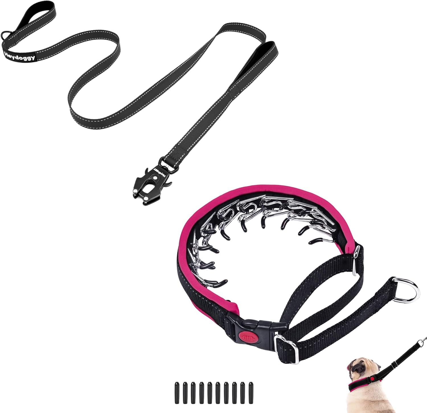 Strong Reflective Heavy Duty Dog Collar and Leash 6ft for Large Medium Small Dogs Hot Pink S