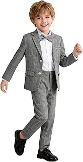 Boys Suit Wedding Ring Bearer Outfit Kids Suit Set, Blazer Pants Bow Tie Dress Clothes Formal Wear