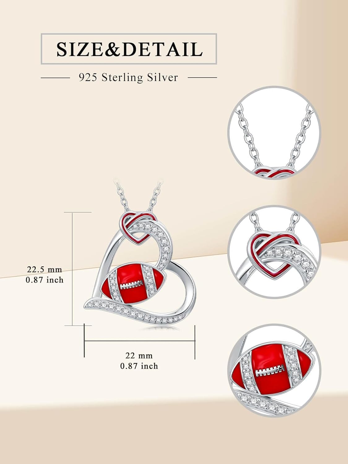 WINNICACA Gifts for Sports Fans Sports Heart Necklace 925 Silver Soccer/ Football/ Basketball/ Volleyball/ Softball Necklace Game Day Jewelry Accessories Mothers Day Birthday Gifts for Women Sports Lovers Players