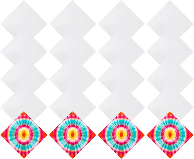 Lot de 20 bandanas blancs en coton pour teinture par nœuds - 55,9 x 55,9 cm