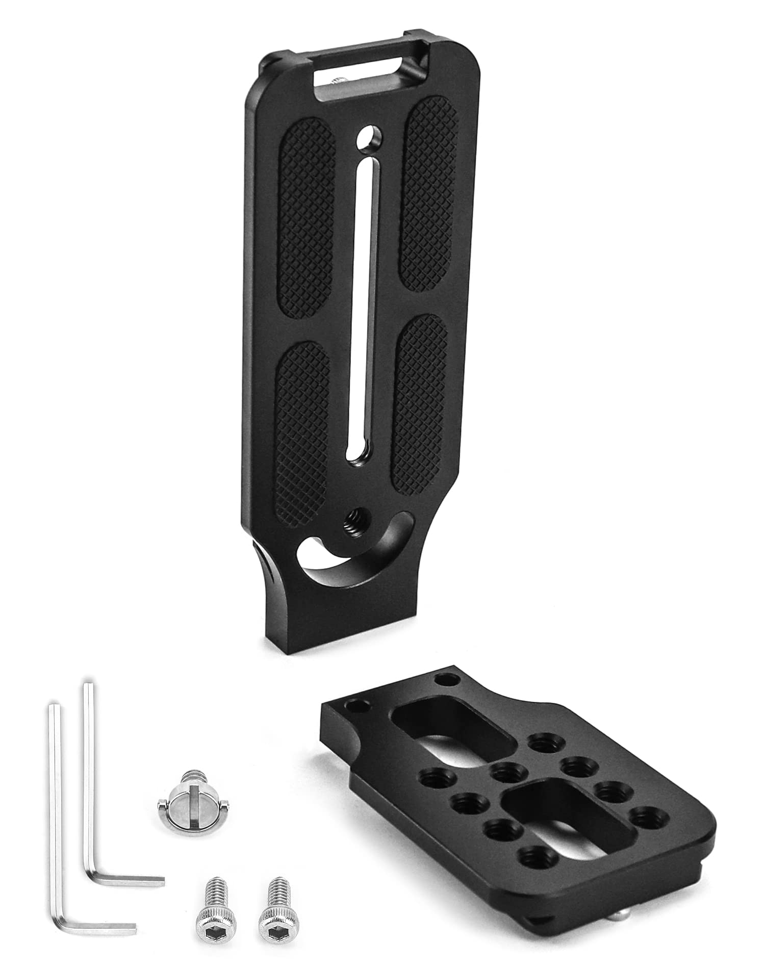 QWORK® Staffa a L universale verticale per fotocamera, staffa a L per fotocamera, per treppiede con interfaccia 1/4, stabilizzatore, ecc