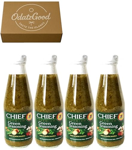 Chief Green Seasoning - Paquete de 4 unidades con llavero abrebotellas en sellado O Datz, buen embalaje