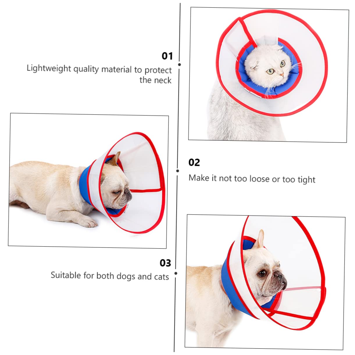 Kisangel 3stücke Einstellbarer Pet Cone Für Hunde Atmungsaktive Und Bequeme Halskrause Zur Wundheilung Verhindert Lecken Und Kratzen Transparent Geeignet Für Kleine Und Mittlere Hunde
